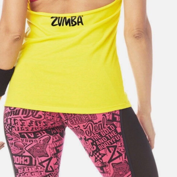 Authentic Zumba Dance Bold Halter Top - Yellow , Large, New! - Picture 2 of 8